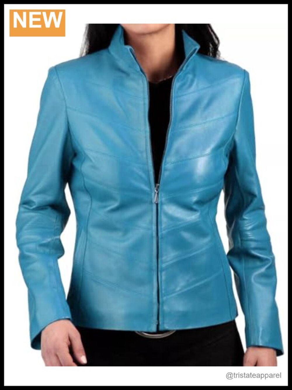 Women's Real Lambskin Leather Bomber Biker Jacket YKK Zipper